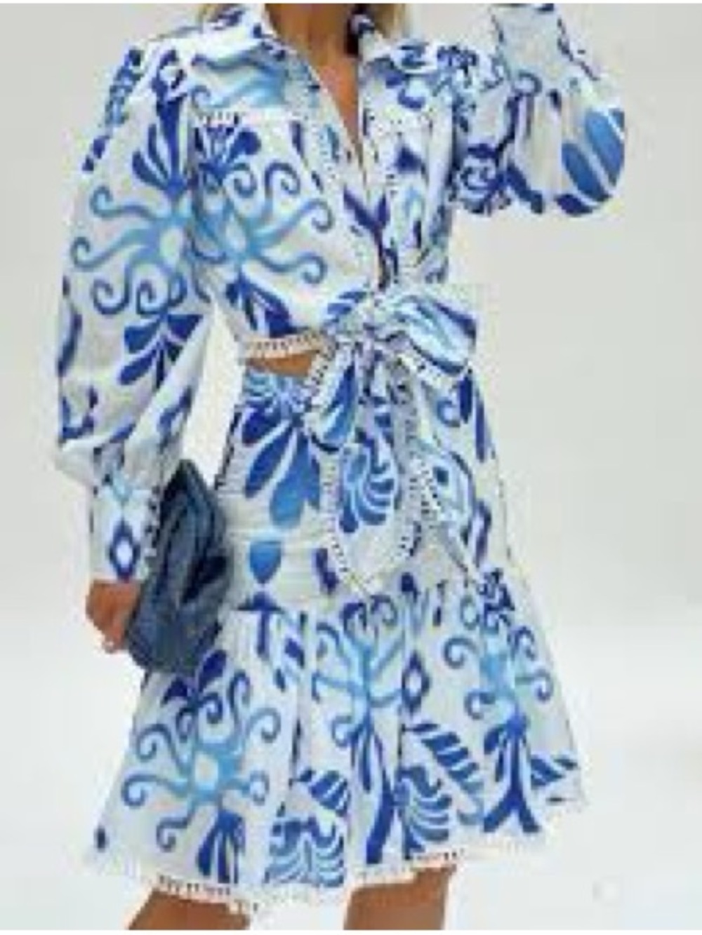 Worn once Size M Mulla Blue & White Floral Skirt Set